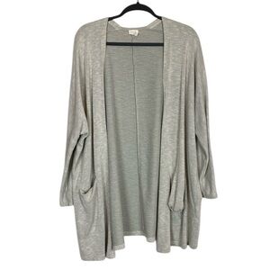 Donni. striped open front pocket cardigan